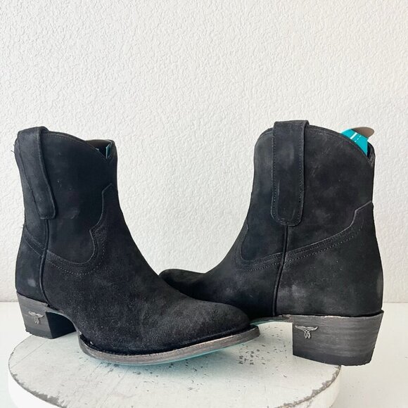 Lane PLAIN JANE Womens Cowboy Booties 9.5 Western Black Suede Cowgirl Boots - Picture 12 of 12